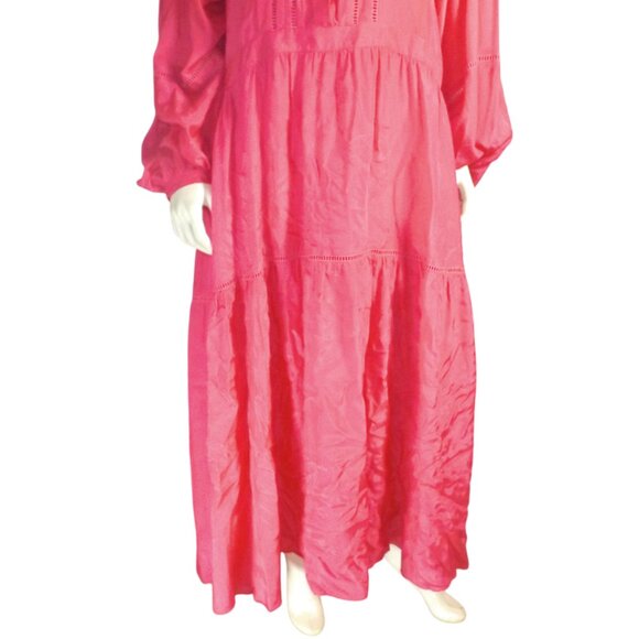 & OTHER STORIES Dress, M, HOT PINK, Midi, Slip, Ladder Cutouts, Long sleeves - Picture 3 of 13